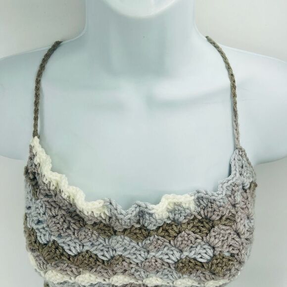 Napper Veronica Women's Handmade Crochet Crop Top Medium Large Earth Tone NEW - Picture 12 of 16